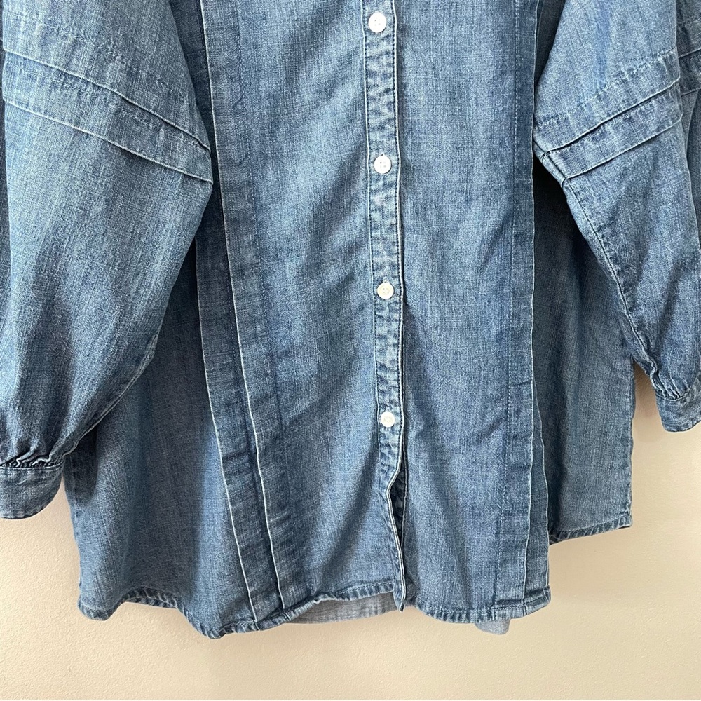 J. McLaughlin Laramie Chambray Linen Blend Blouse - Picture 6 of 13